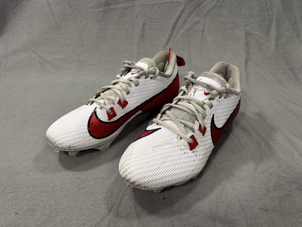 Nike Vapor Shoes Mens Size 8 White Red Low Top Football Cleats FQ4045-102